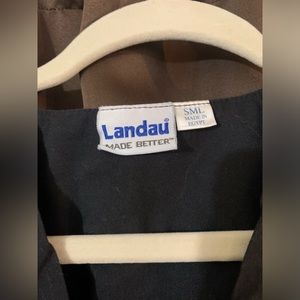 Landau scrubs, small, black trimmed in yellow. Good condition!